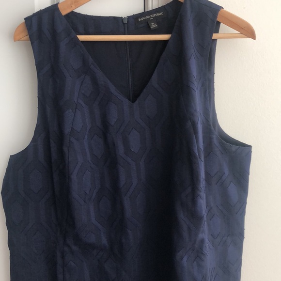Banana Republic Factory Navy Blue Jacquard Shift Dress Sz 16 - Picture 3 of 5